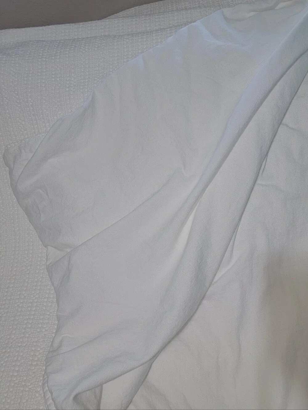 Pottery Barn King Sz White Textured Waffle Knit Duvet Cover